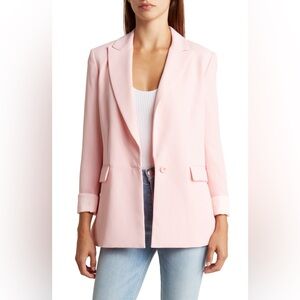 NWT Alice Olivia Justine Oversize Notched Collar Classic Blazer In Petal Pink